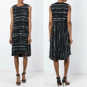Vince 100% Silk Black & White striped shift dress